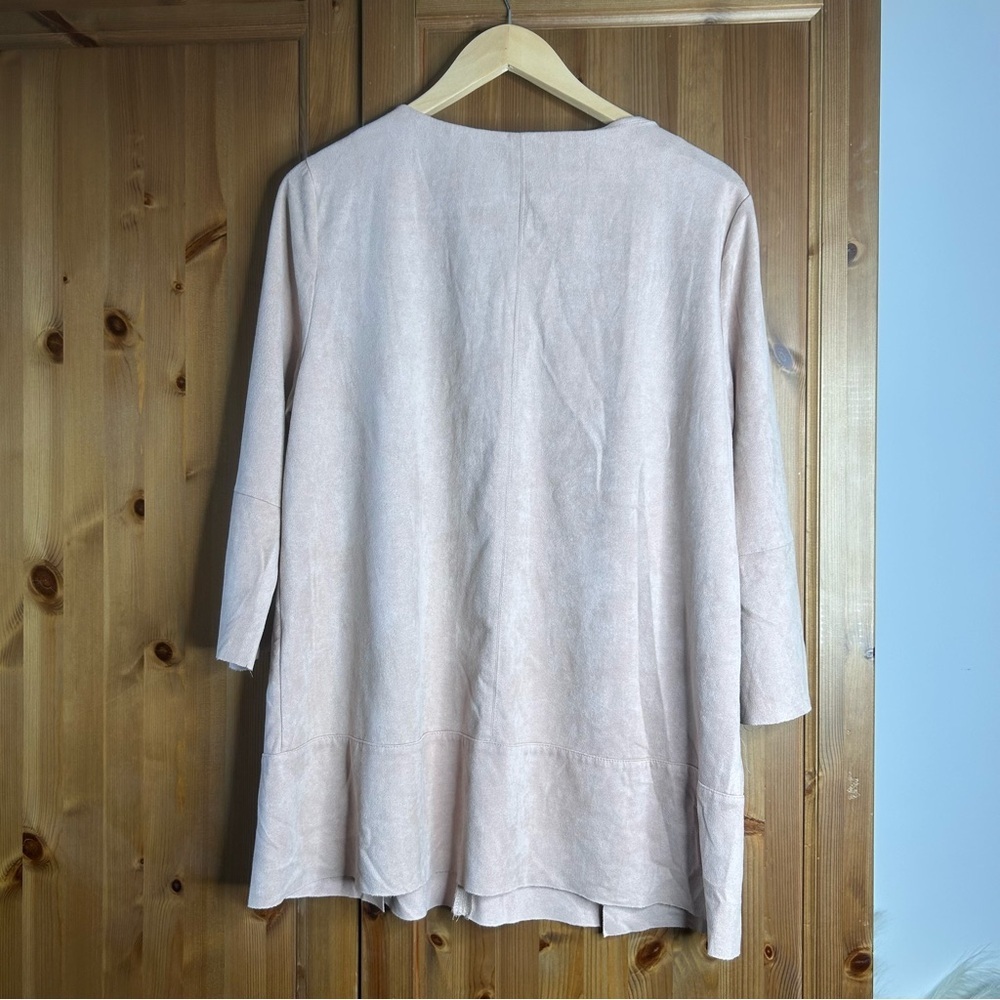 Soft Surroundings Faux Suede Leather Blouse Women’s XL Bell Sleeves Pink Western - Picture 6 of 7